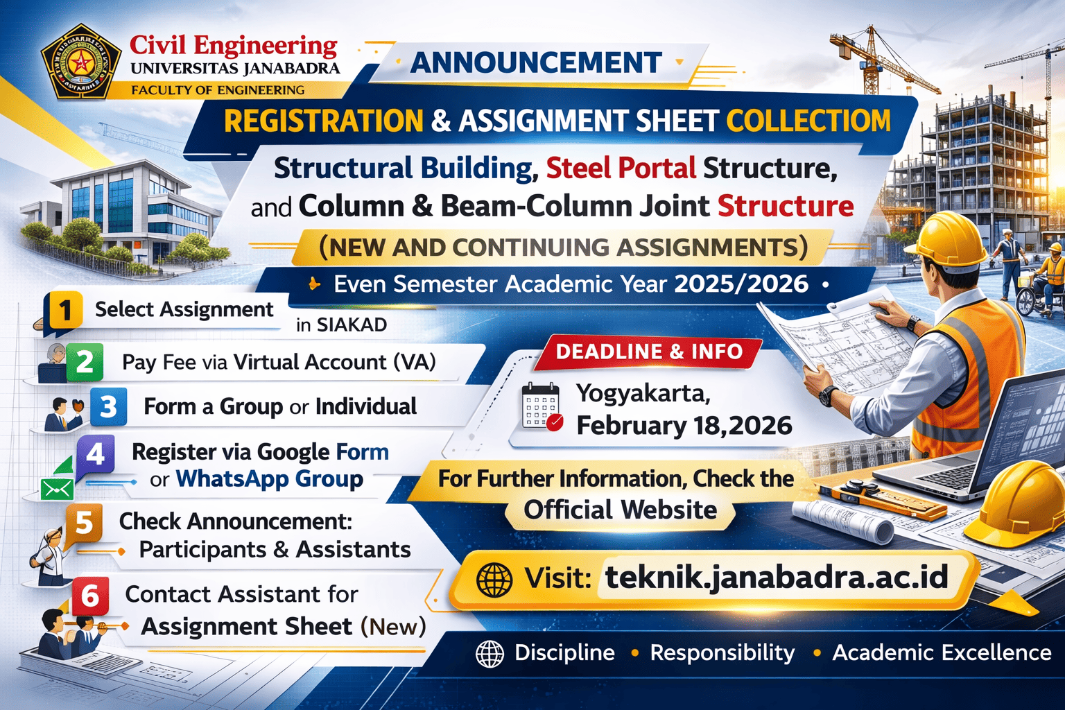Pengumuman Pendaftaran dan Pengambilan Soal Tugas Struktur Semester Genap TA 2025/2026